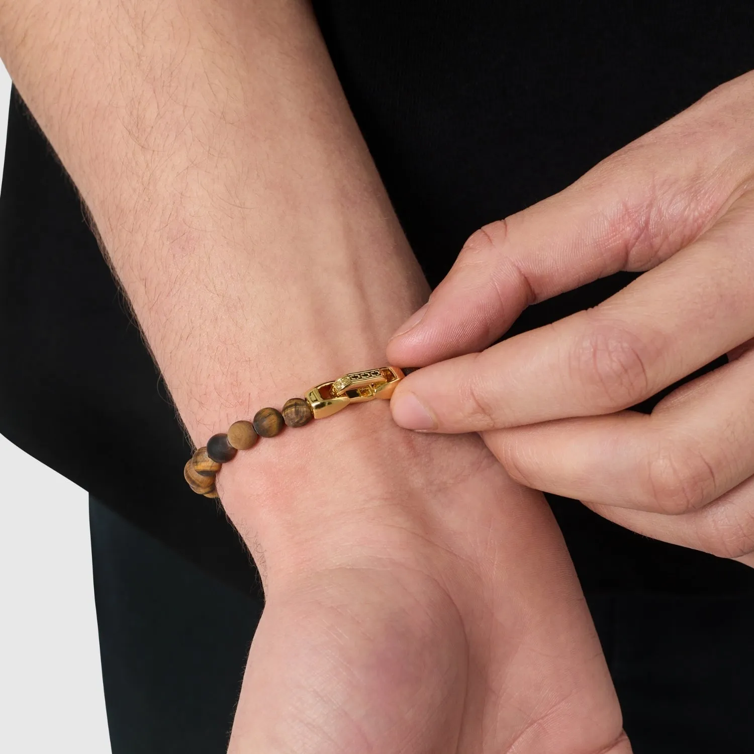 Tiger's Eye Lock Bracelet (Gold) sold by Craftd London product image thumbnail 5