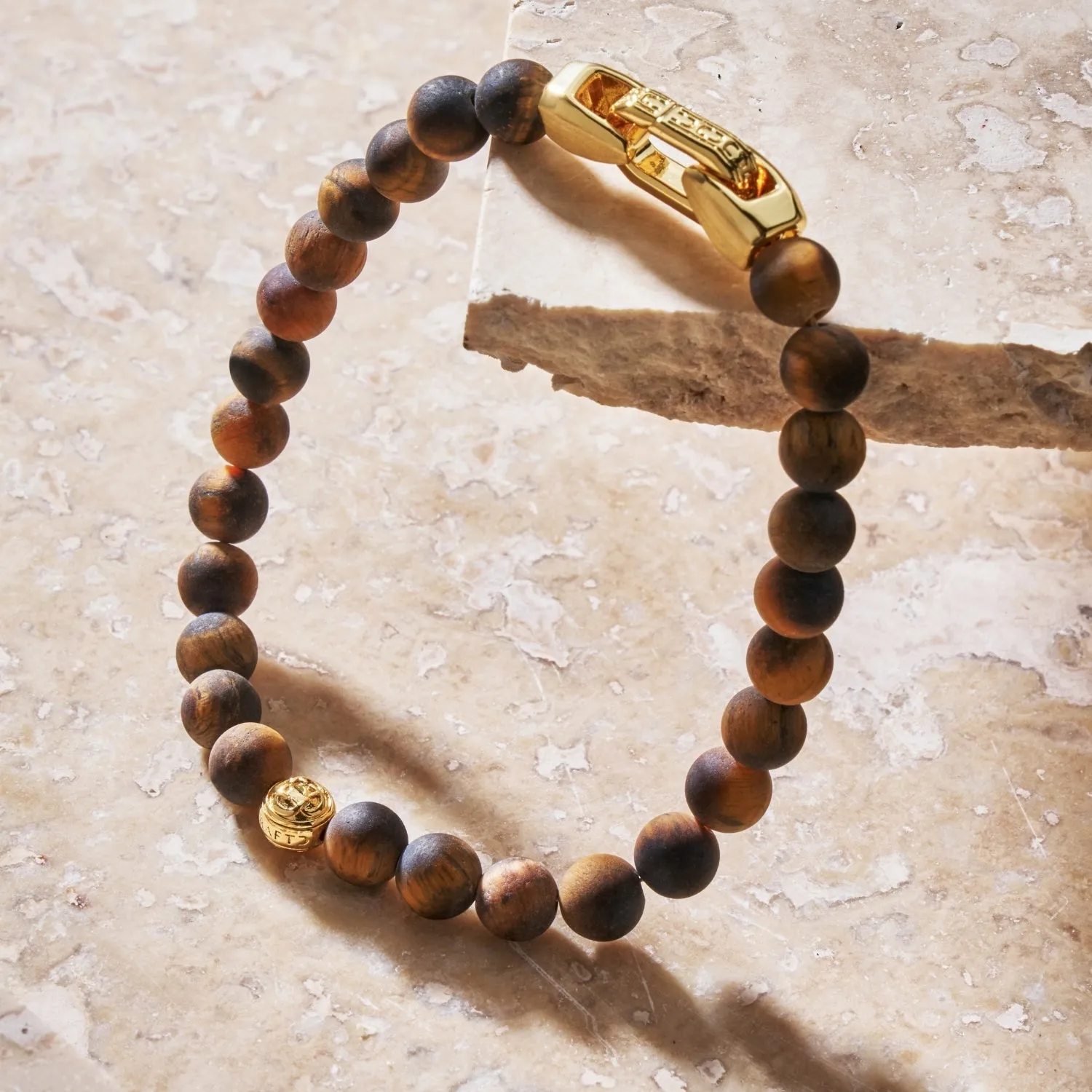 Tiger's Eye Lock Bracelet (Gold) sold by Craftd London product image thumbnail 4