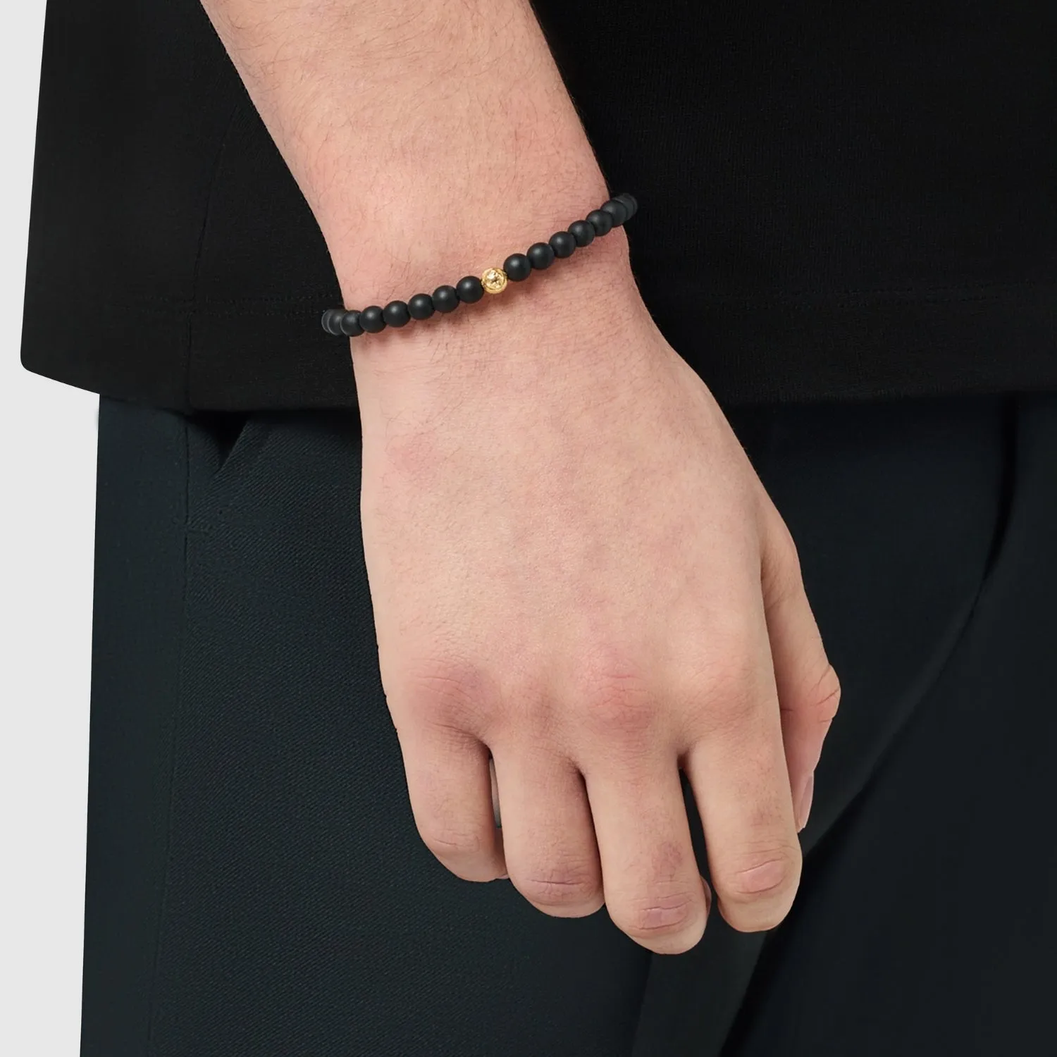 Onyx Bead Lock Bracelet (Gold) sold by Craftd London product image thumbnail 2
