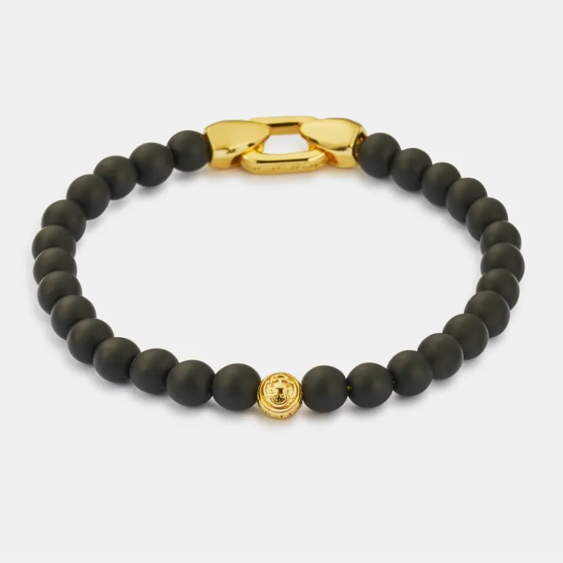 Onyx Bead Lock Bracelet (Gold) made by Craftd London