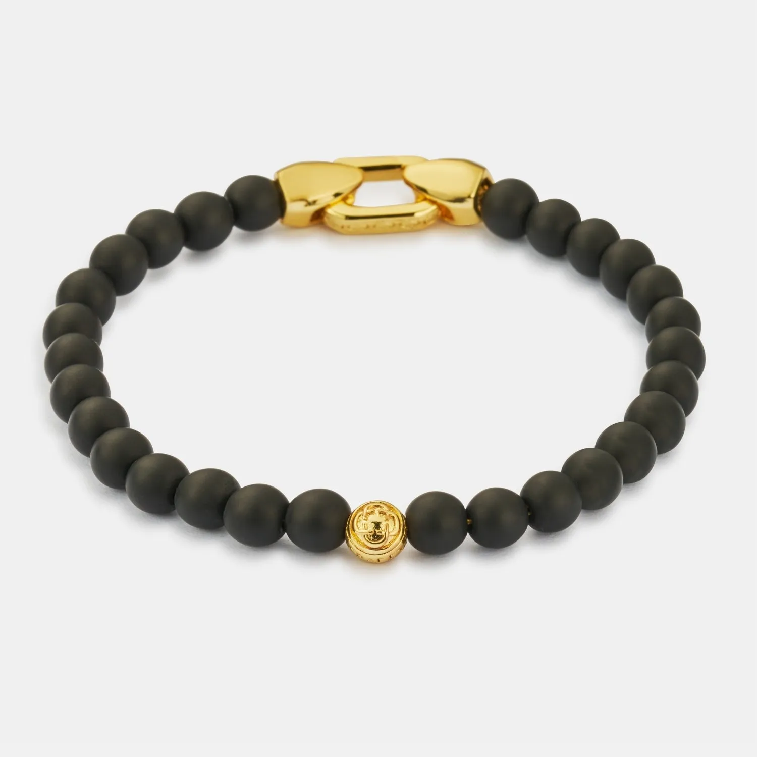 Onyx Bead Lock Bracelet (Gold) sold by Craftd London