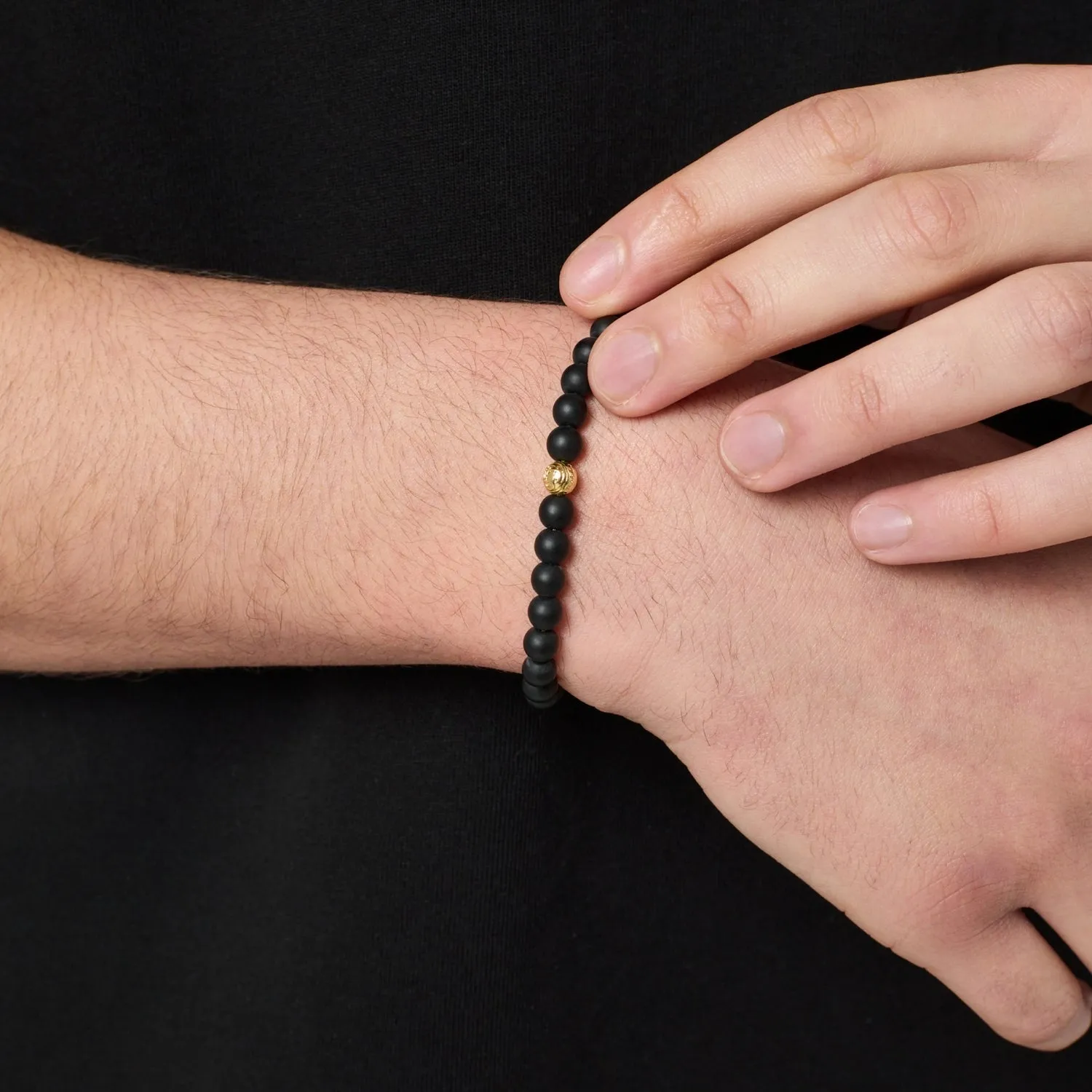 Onyx Bead Lock Bracelet (Gold) sold by Craftd London product image thumbnail 3