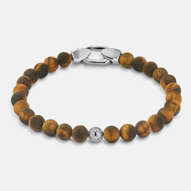 Tiger's Eye Lock Bracelet (Silver) made by Craftd London