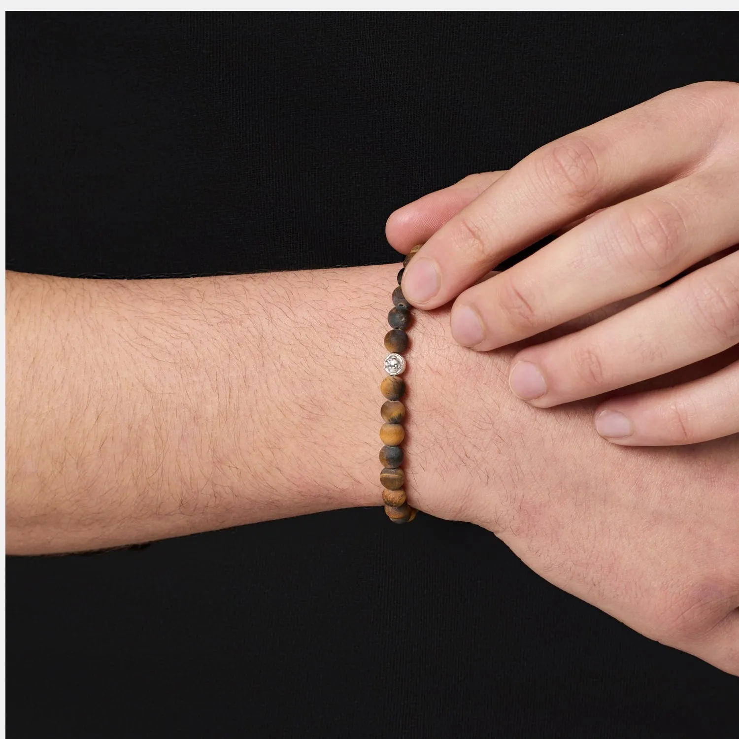 Tiger's Eye Lock Bracelet (Silver) sold by Craftd London product image thumbnail 3