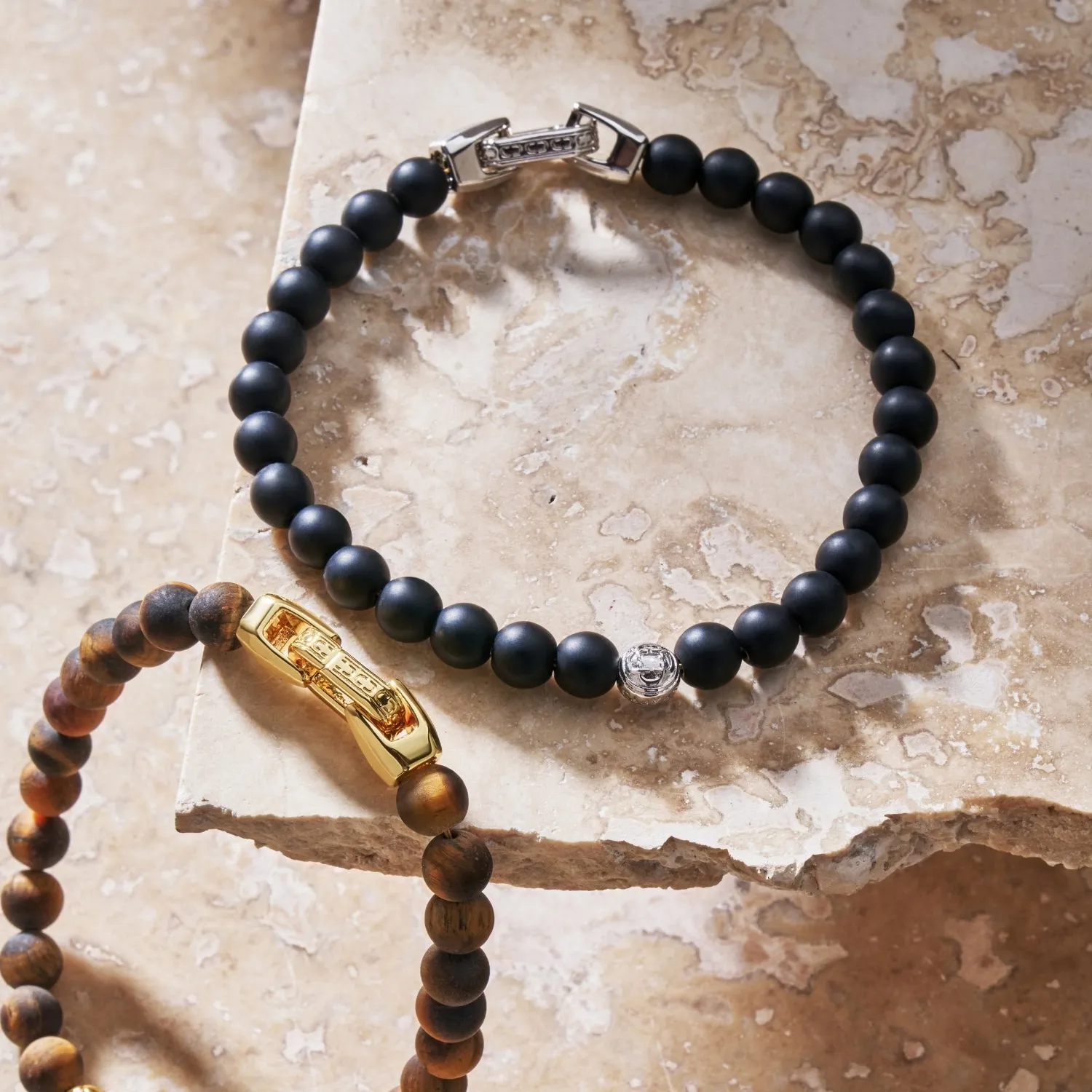 Onyx Bead Lock Bracelet (Silver) sold by Craftd London product image thumbnail 4