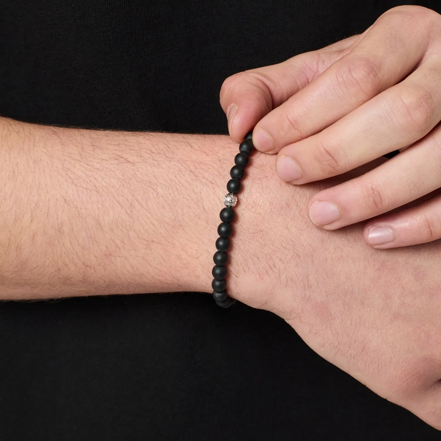 Onyx Bead Lock Bracelet (Silver) sold by Craftd London product image thumbnail 3