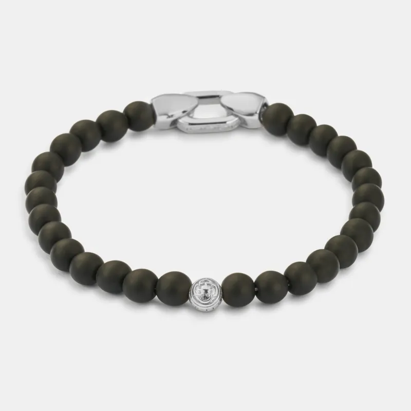 Onyx Bead Lock Bracelet (Silver) made by Craftd London