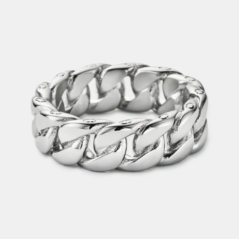 Cuban Band Ring (Silver) 8mm made by Craftd London
