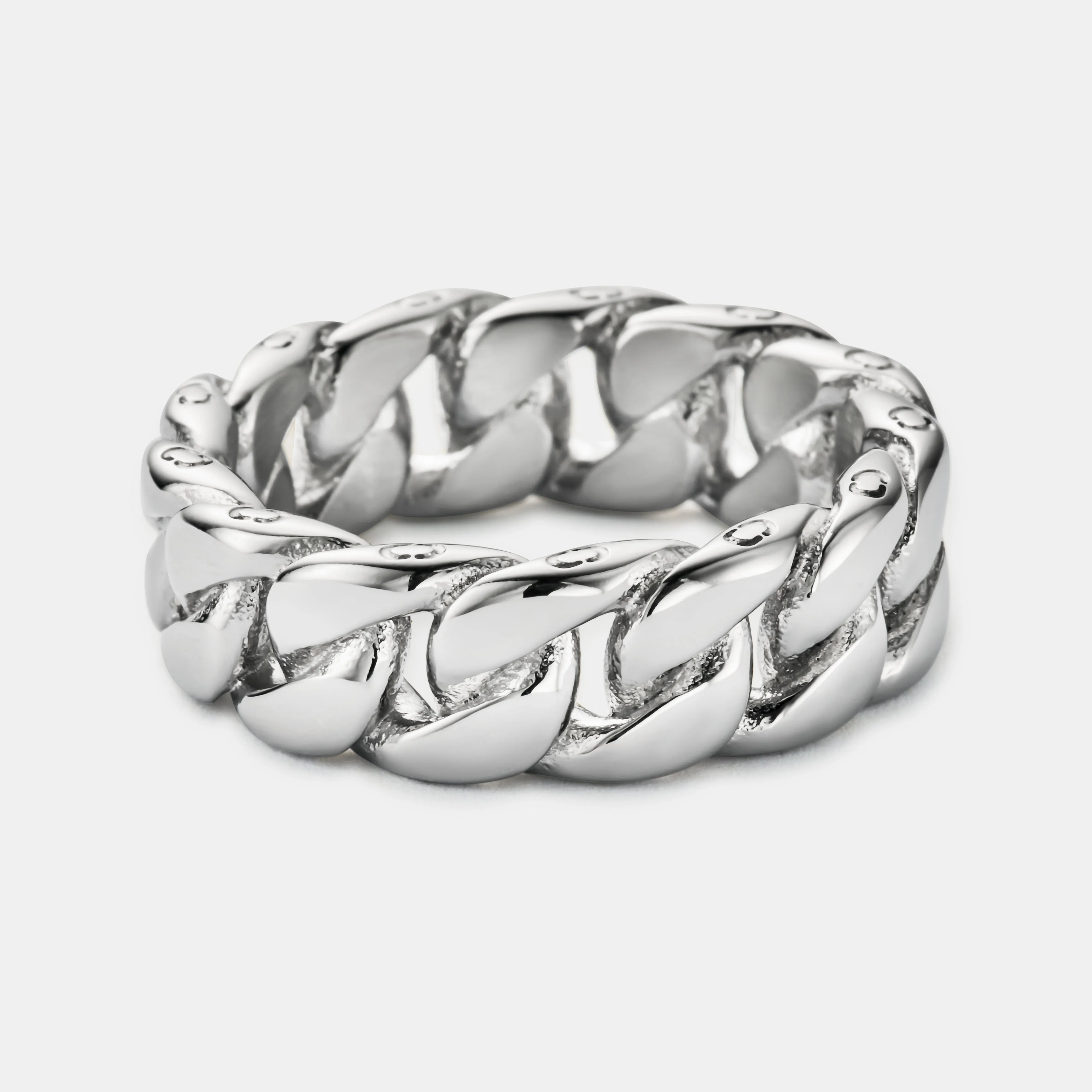 Cuban Band Ring (Silver) 8mm sold by Craftd London