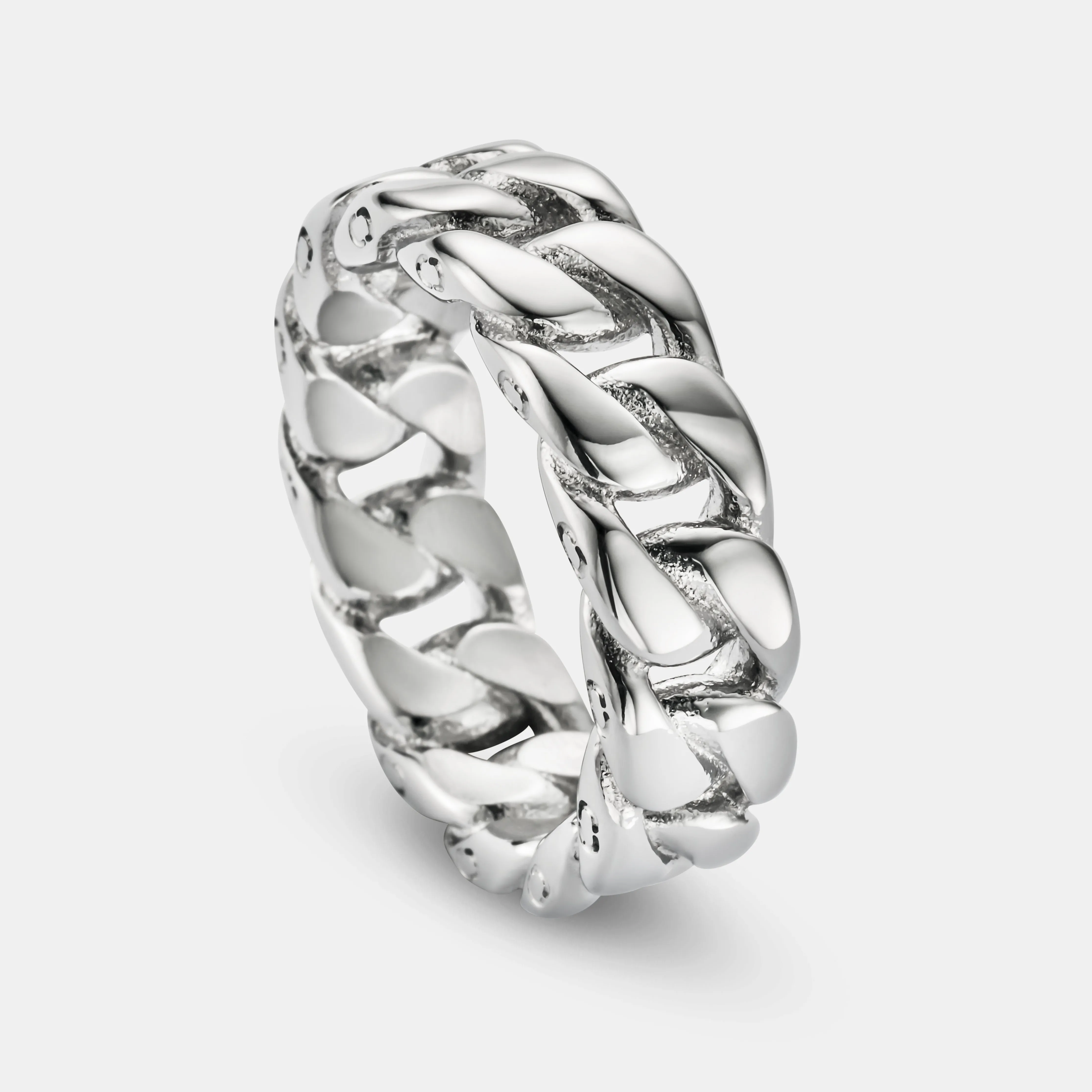 Cuban Band Ring (Silver) 8mm sold by Craftd London product image thumbnail 2