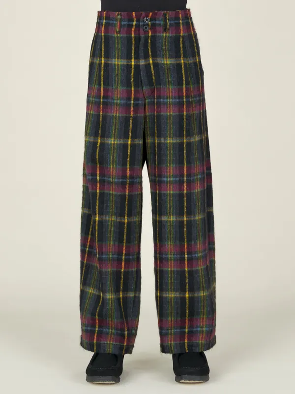 WIDE LEG PLEATED TROUSER - NIGHT TARTAN sold by Nicholas Daley