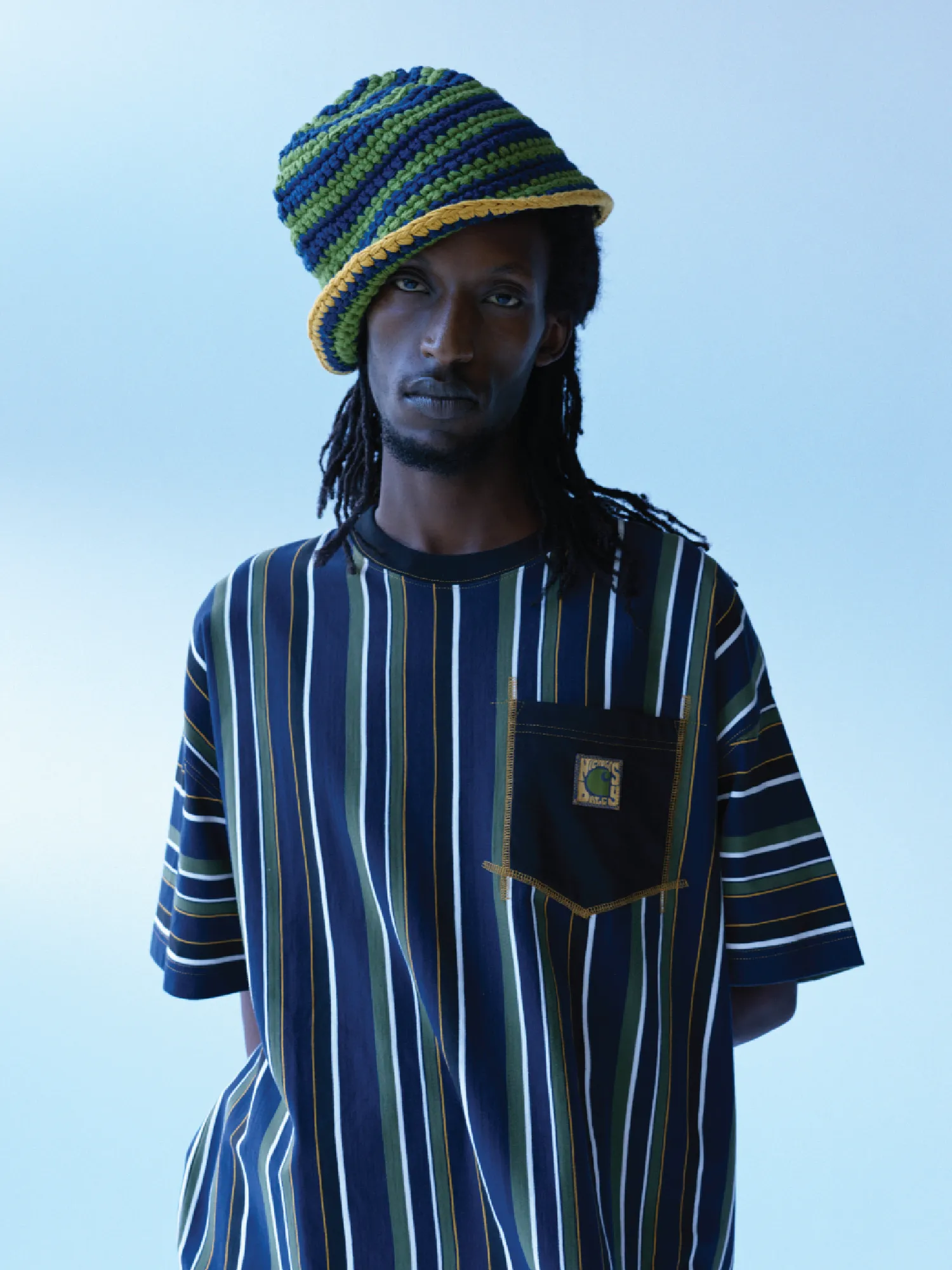CARHARTT WIP X NICHOLAS DALEY STRIPES T-SHIRT - ND STRIPES BLUE sold by Nicholas Daley product image thumbnail 3