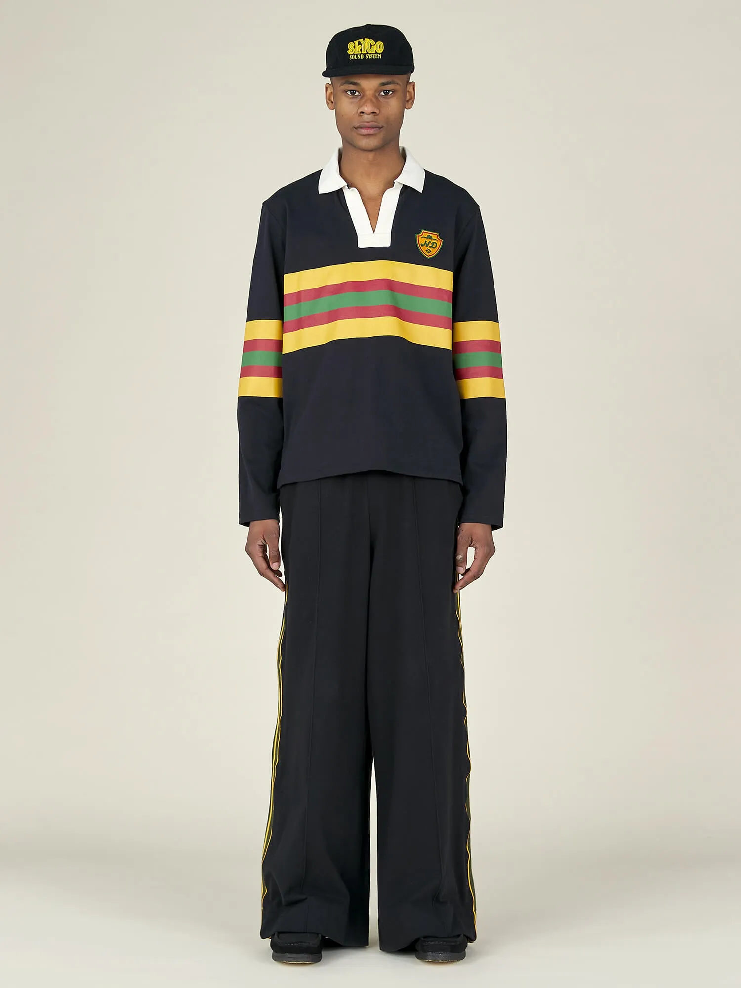 STRIPE RUGBY TOP - BLACK sold by Nicholas Daley product image thumbnail 4