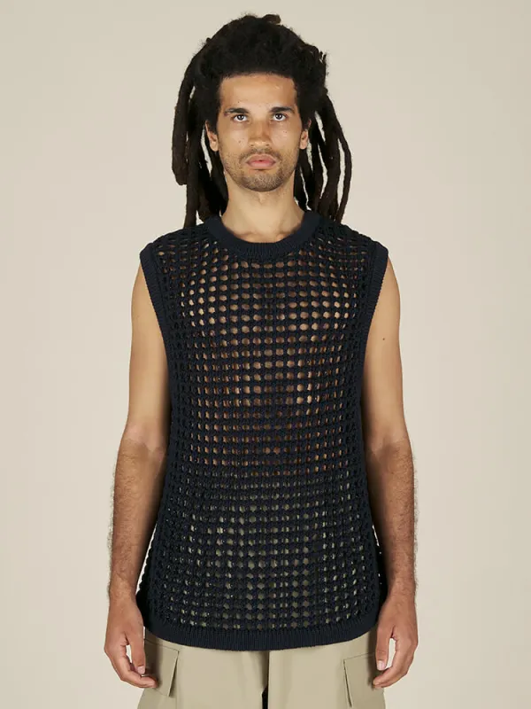 HAND CROCHET VEST - NAVY sold by Nicholas Daley