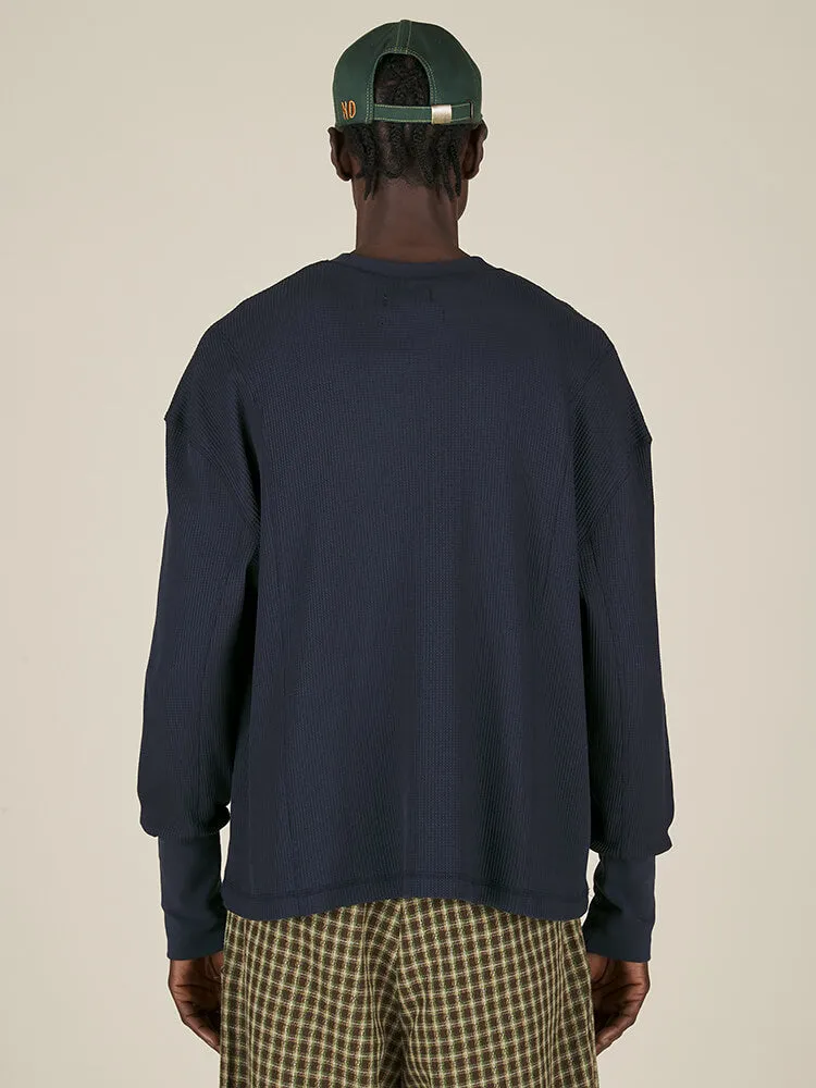 WAFFLE CREWNECK - NAVY sold by Nicholas Daley product image thumbnail 2