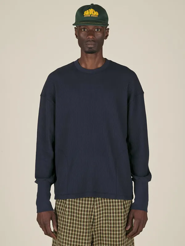 WAFFLE CREWNECK - NAVY sold by Nicholas Daley