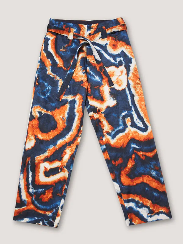 SUMINAGASHI KIMONO PANT - NAVY / ORANGE sold by Nicholas Daley