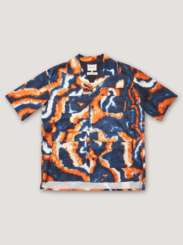 SUMINIGASHI ALOHA SHIRT - NAVY / ORANGE sold by Nicholas Daley
