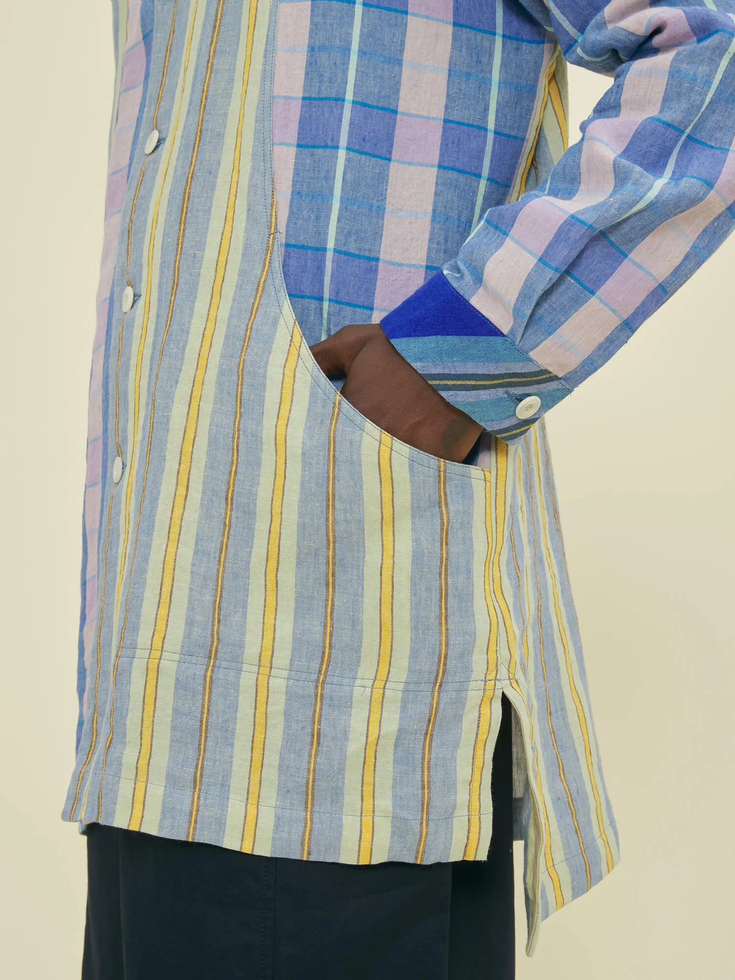 PATCHWORK JACKET - BLUE PATCHWORK sold by Nicholas Daley product image thumbnail 3