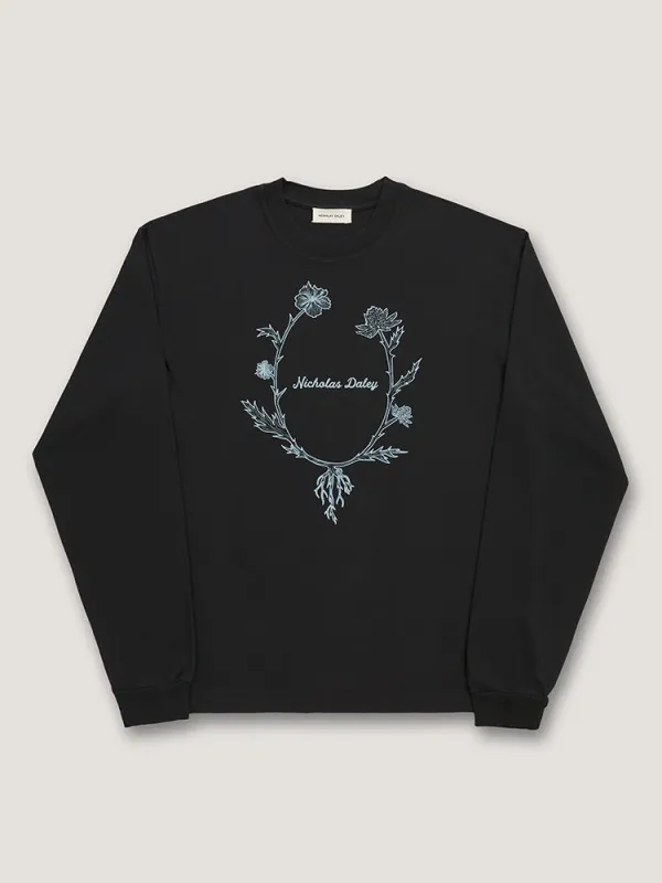 L/S WREATH T-SHIRT  - BLACK sold by Nicholas Daley