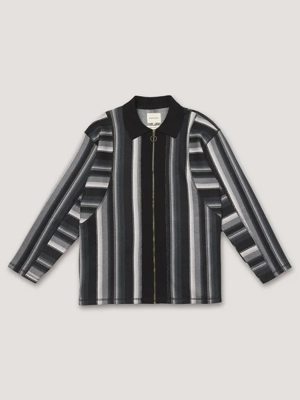 L/S STRIPED POLO - BLACK / CHARCOAL / ECRU sold by Nicholas Daley