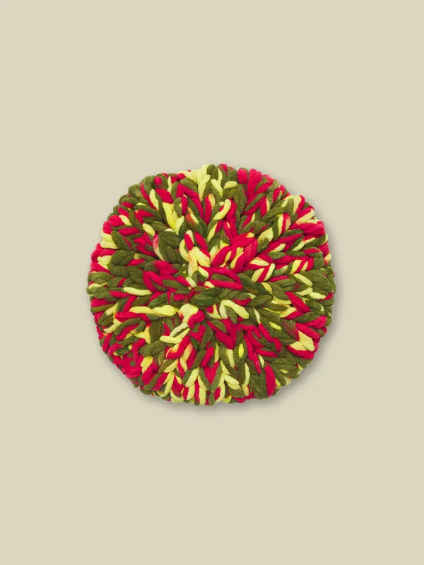 HAND KNITTED BERET - BUTTER OLIVE made by Nicholas Daley