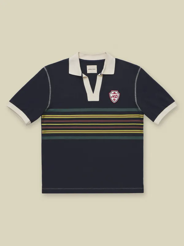 S/S STRIPED RUGBY POLO - NAVY made by Nicholas Daley