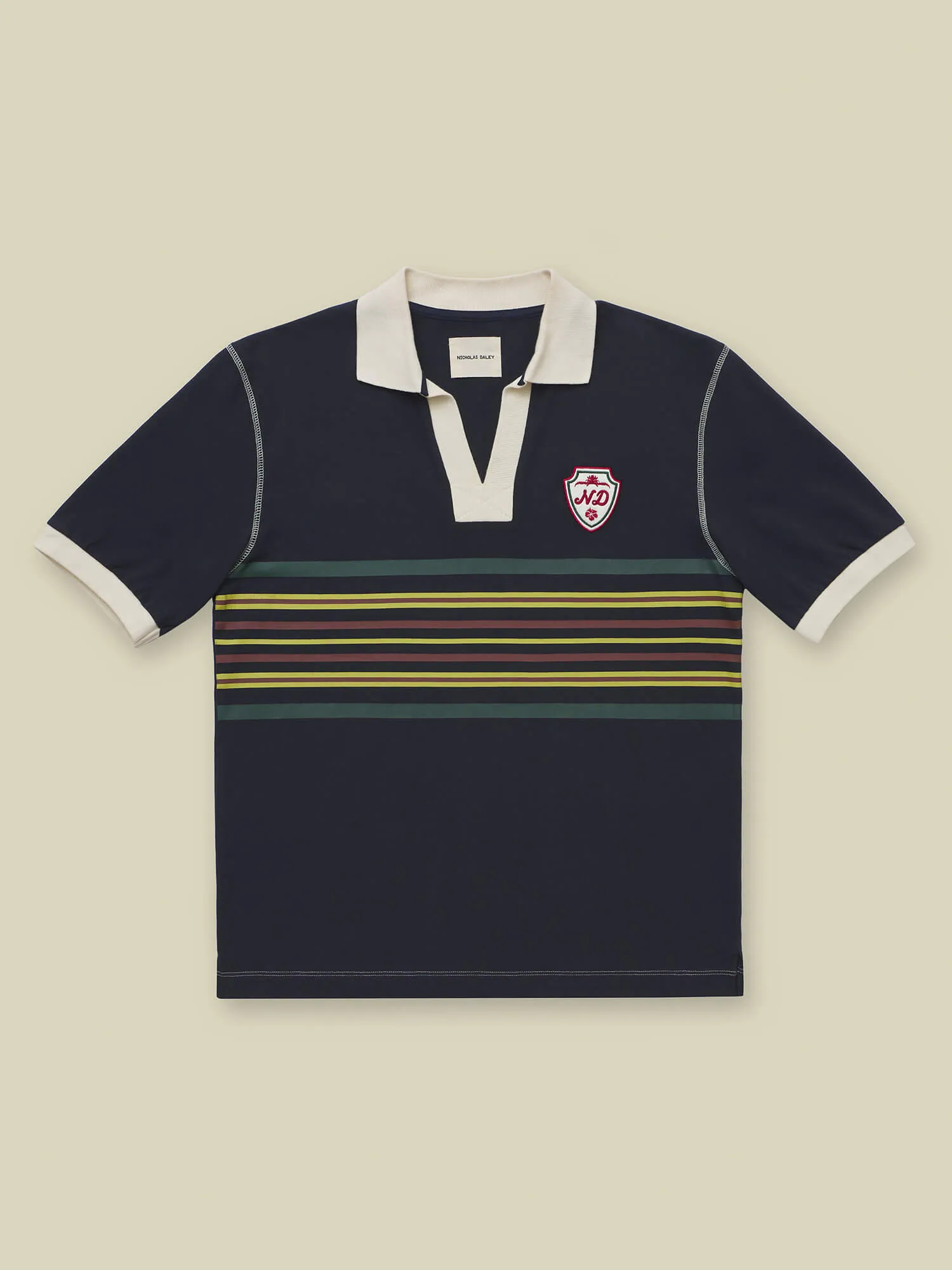 S/S STRIPED RUGBY POLO - NAVY sold by Nicholas Daley