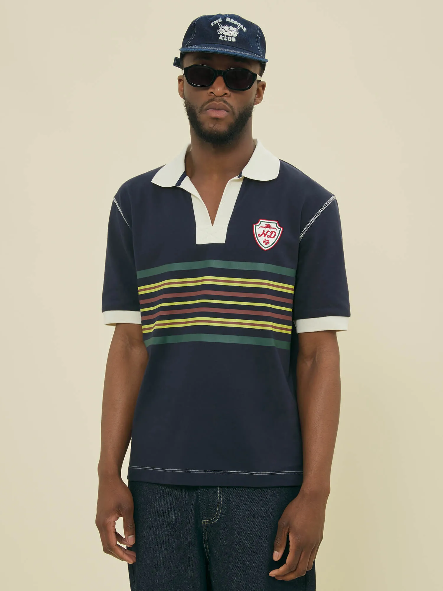 S/S STRIPED RUGBY POLO - NAVY sold by Nicholas Daley product image thumbnail 2