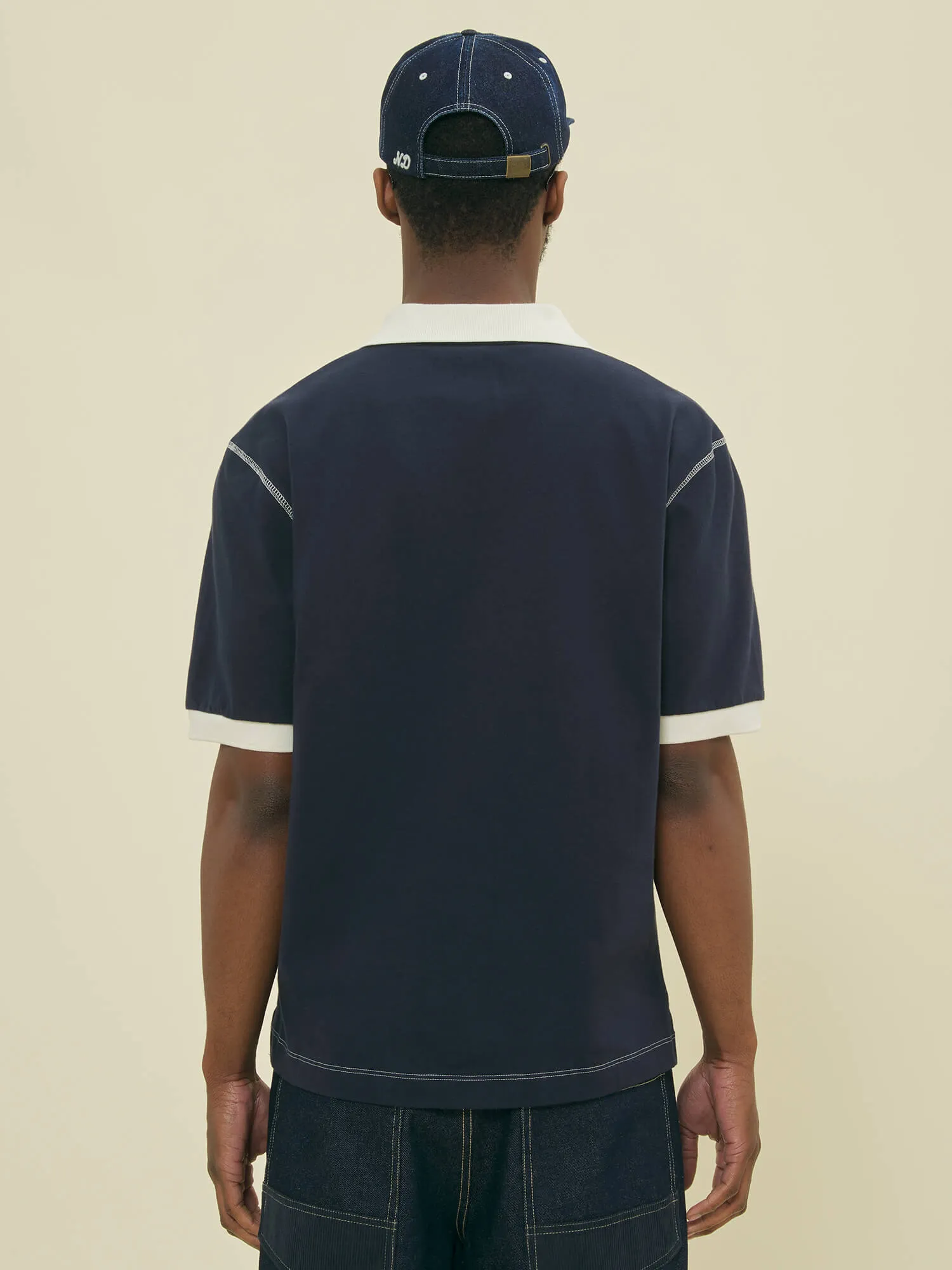S/S STRIPED RUGBY POLO - NAVY sold by Nicholas Daley product image thumbnail 3