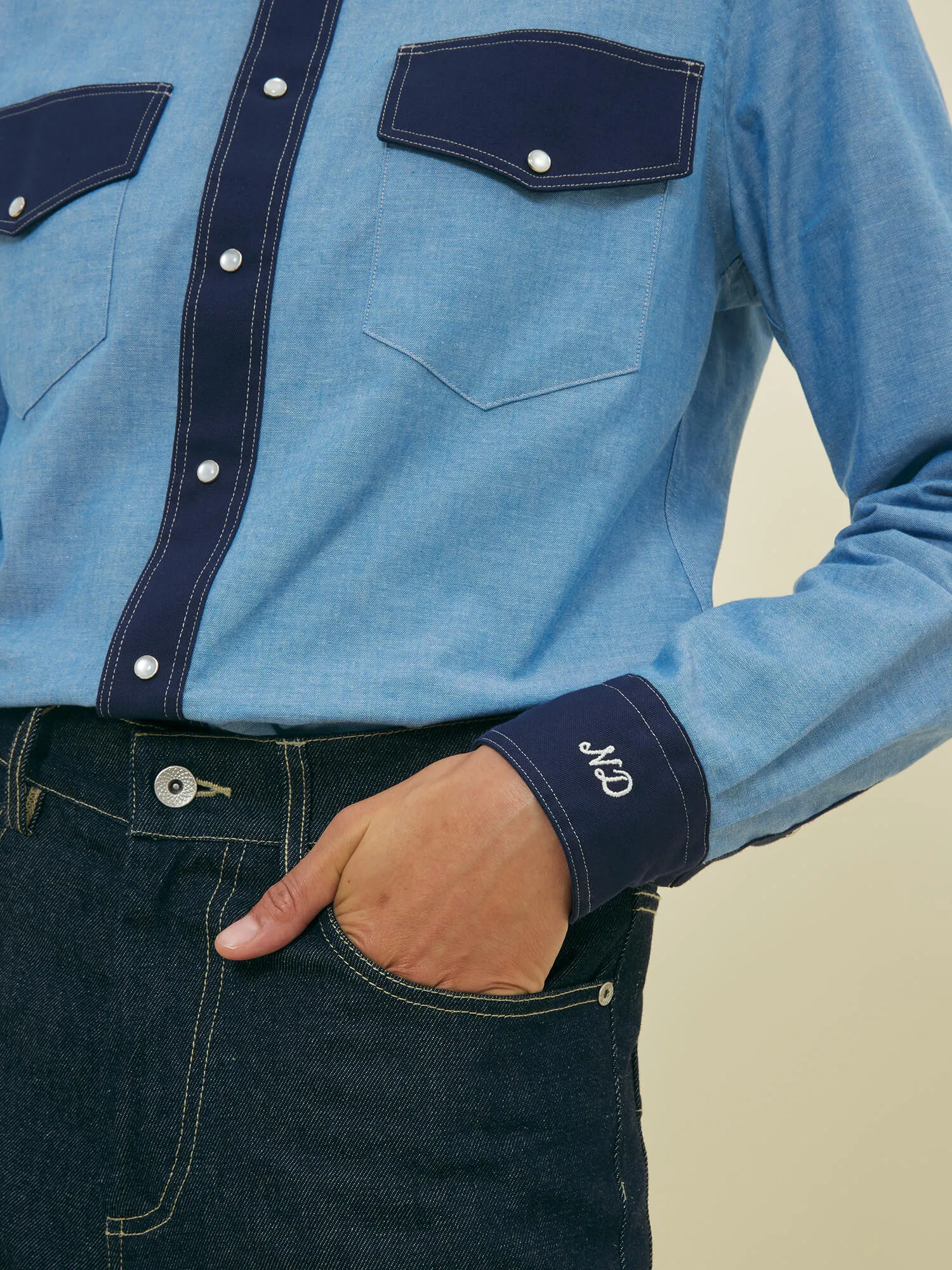 WESTERN SHIRT - CHAMBRAY sold by Nicholas Daley product image thumbnail 5