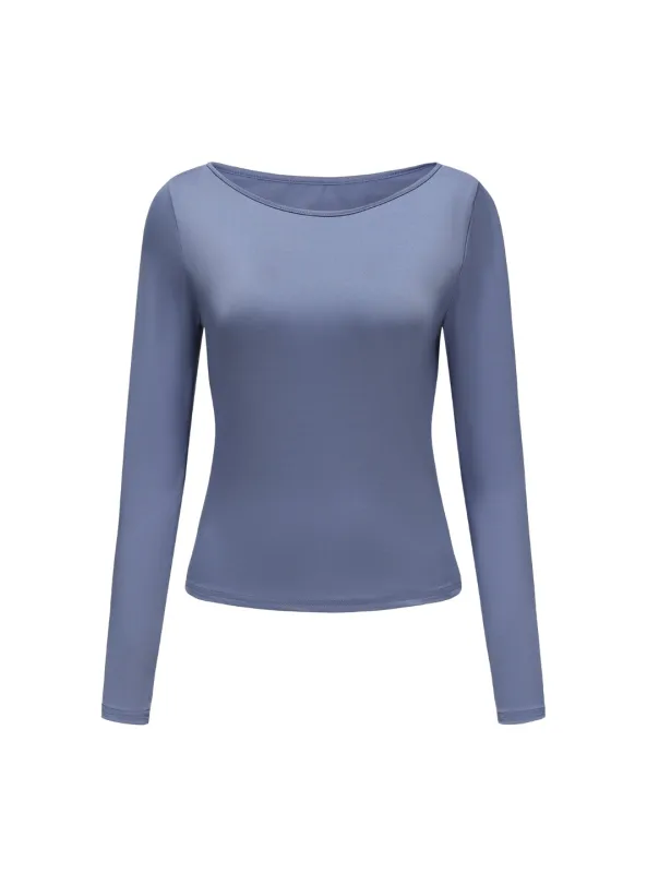 Boat Neck Long Sleeve Top sold by HeyShape