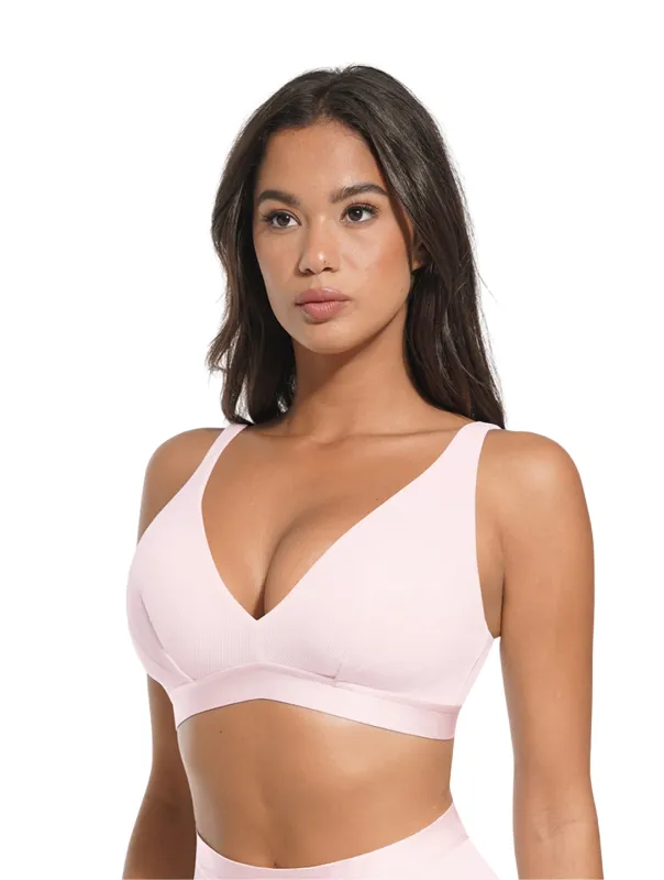 Deep V-Neck Ribbed Bralette sold by HeyShape