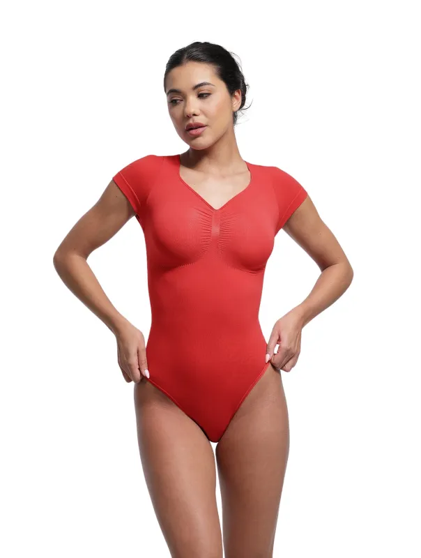 V-Neck Sculpting Tee Bodysuit sold by HeyShape