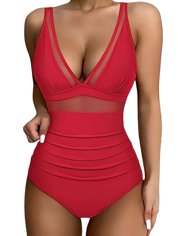 The Sculpting V-Neck Mesh Suit sold by HeyShape