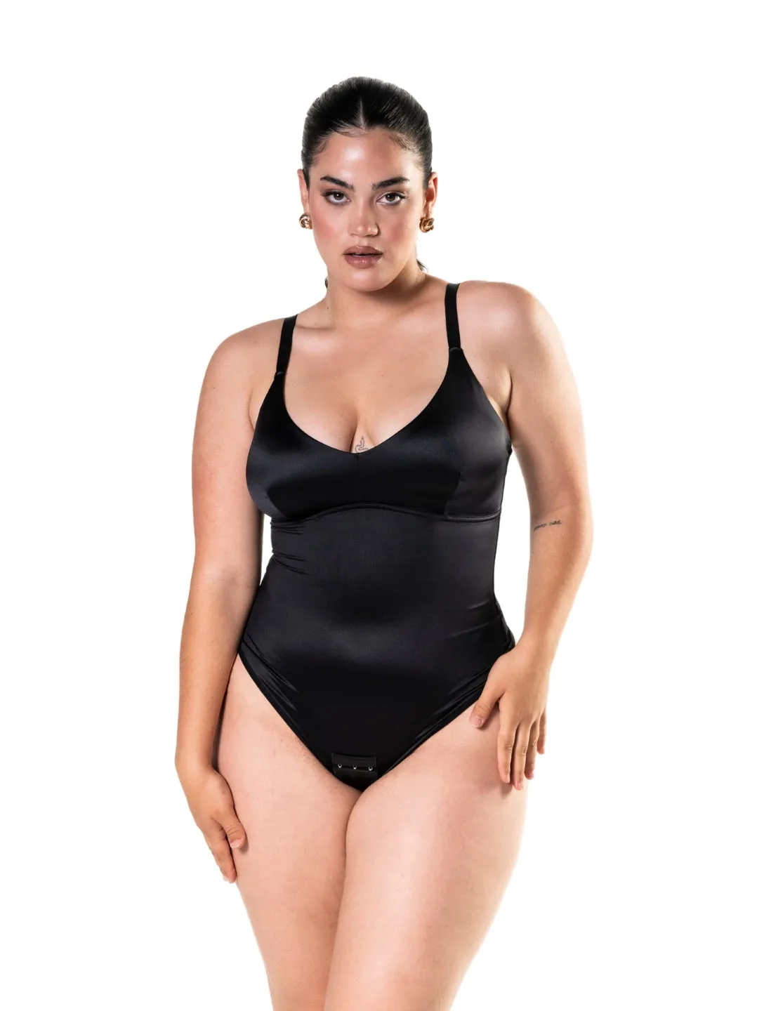 Satin Snatched Thong Bodysuit sold by HeyShape product image thumbnail 4