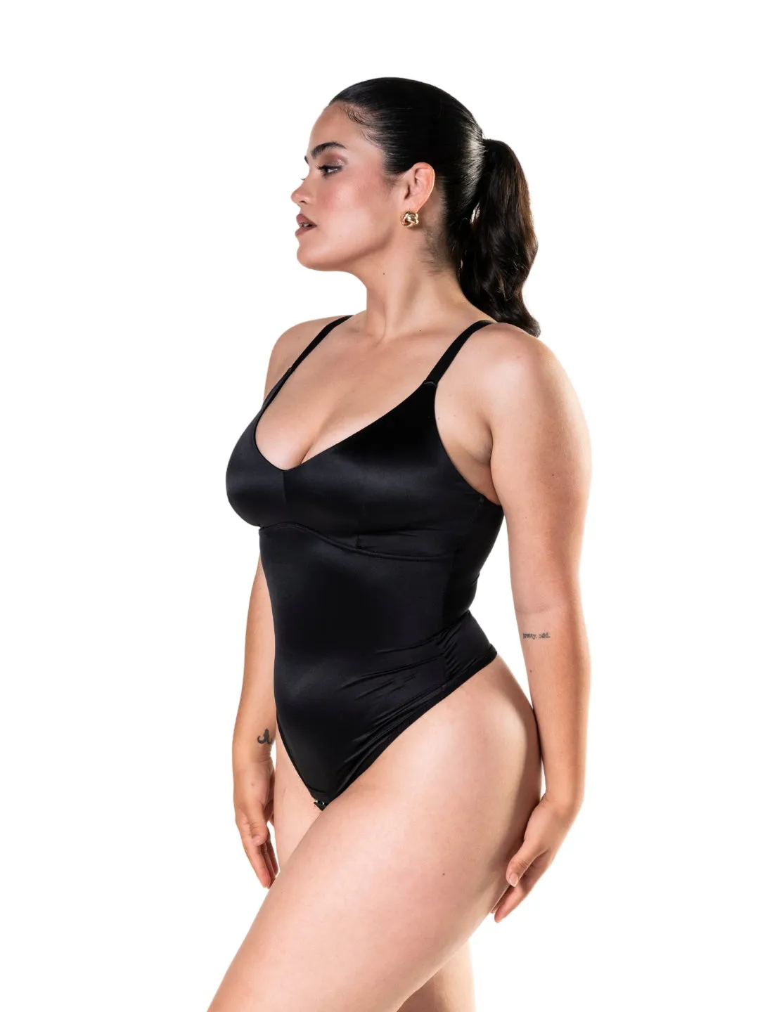 Satin Snatched Thong Bodysuit sold by HeyShape product image thumbnail 5