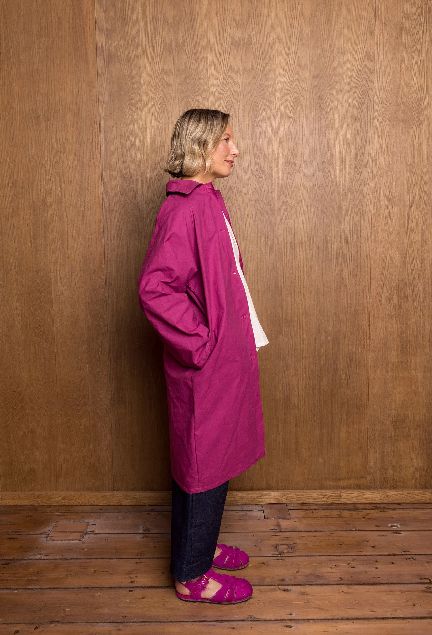 Aika Jacket Long in Pink Oilskin sold by Emiko Studios product image thumbnail 2