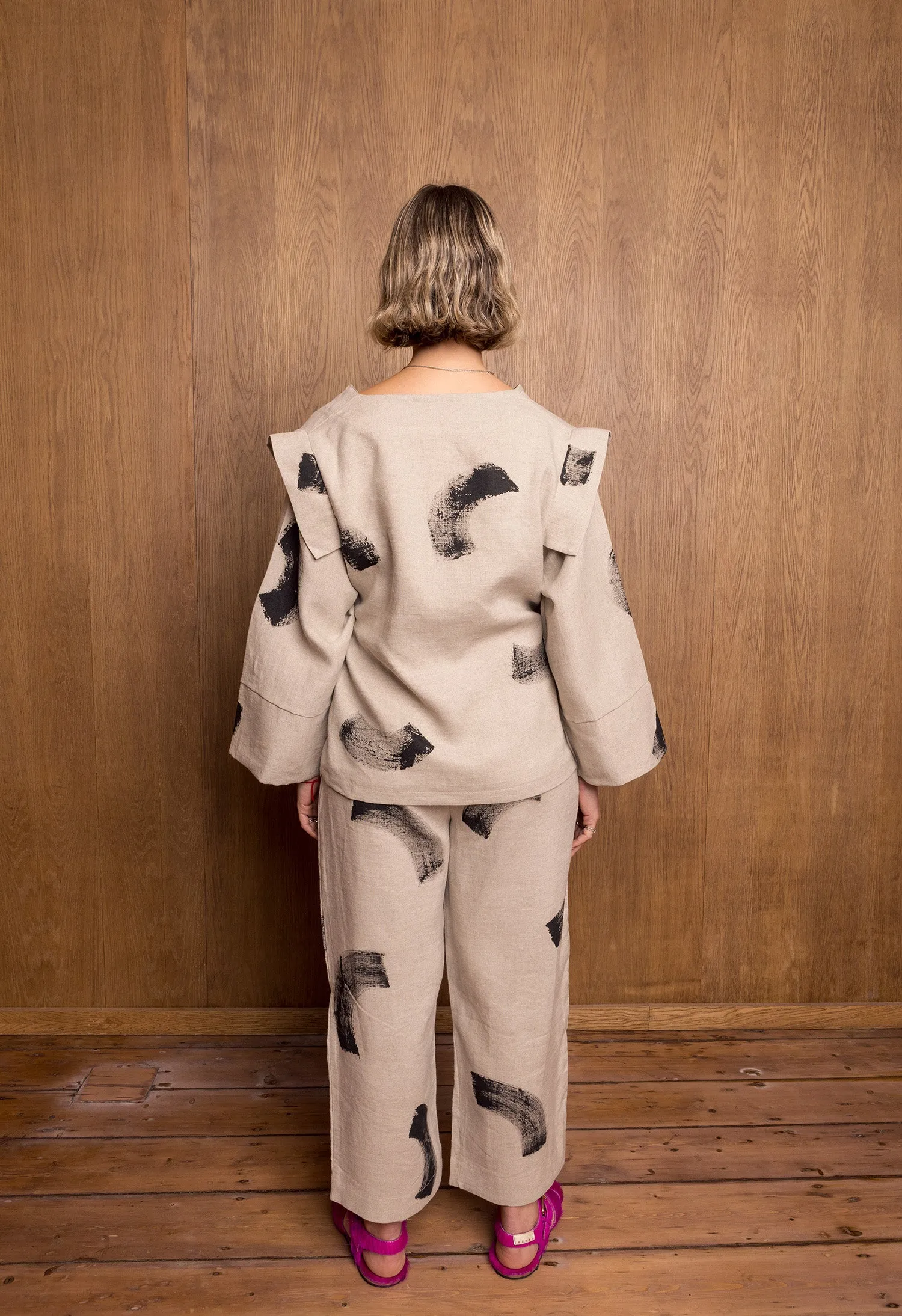 Painted Sana Pants in Stone Linen sold by Emiko Studios product image thumbnail 4