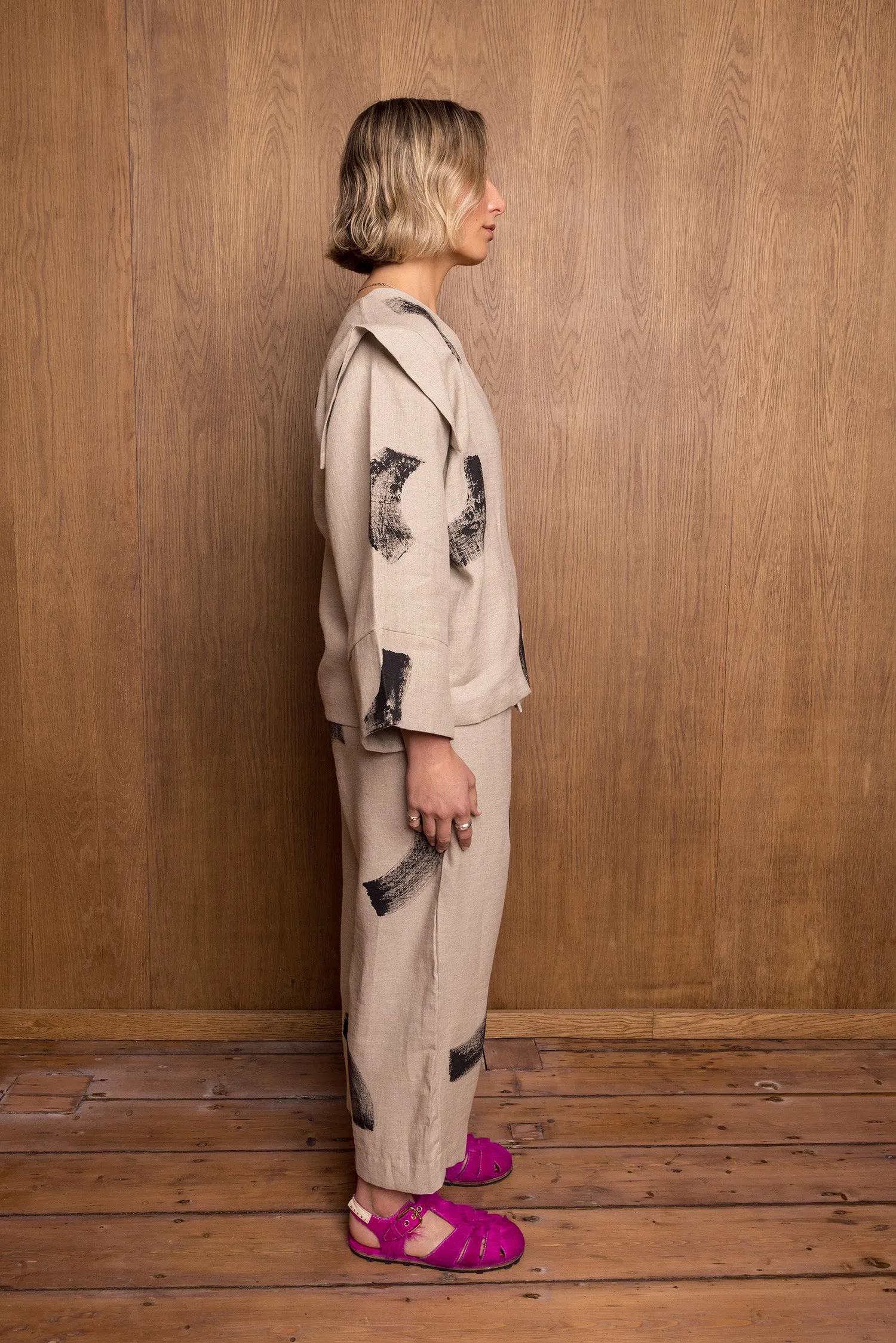 Painted Sana Pants in Stone Linen sold by Emiko Studios product image thumbnail 3