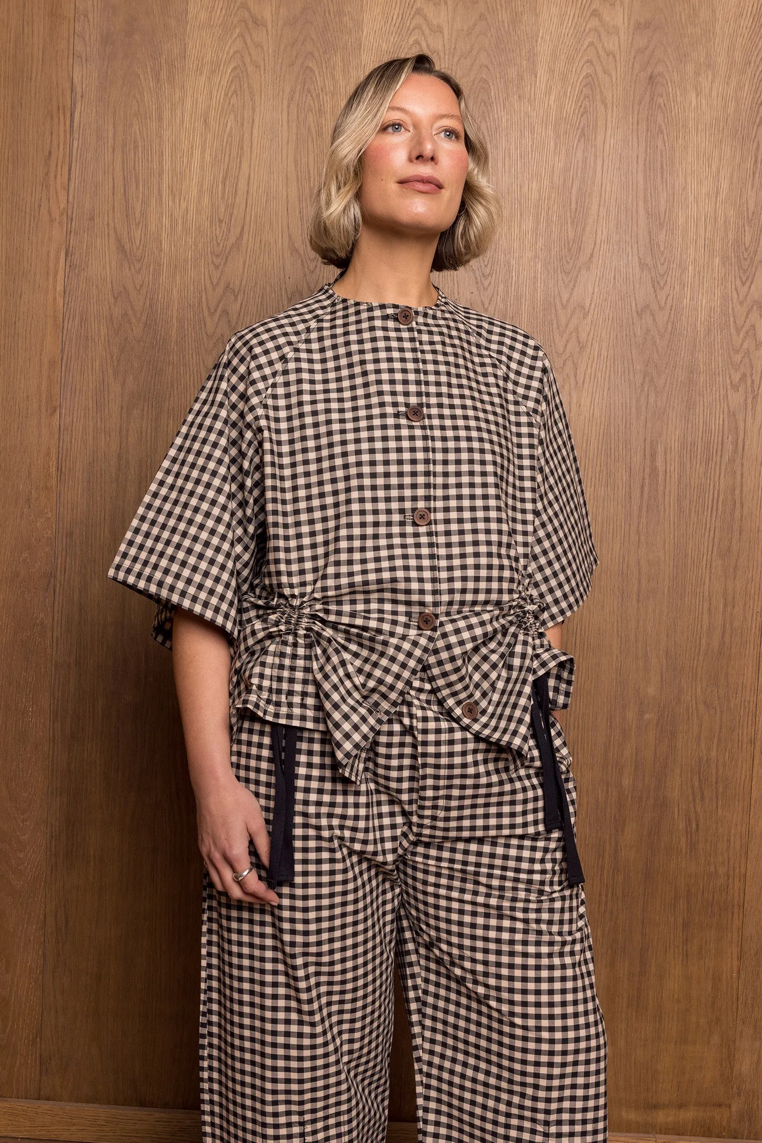 Kinchaku Shirt in Gingham sold by Emiko Studios product image thumbnail 4