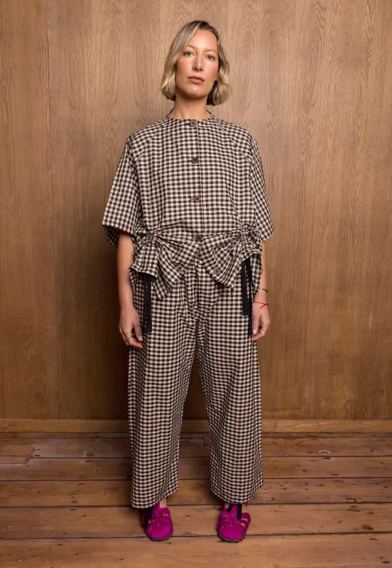Kinchaku Shirt in Gingham sold by Emiko Studios