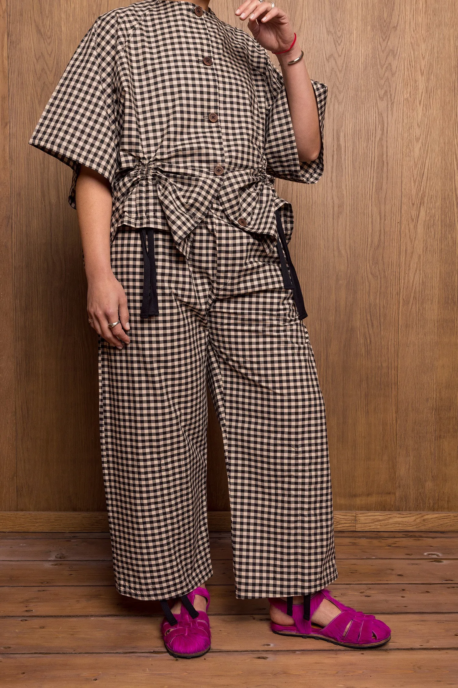 Kinchaku Pants in Gingham sold by Emiko Studios product image thumbnail 3