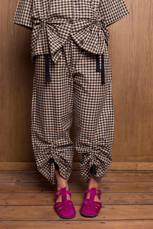 Kinchaku Pants in Gingham sold by Emiko Studios