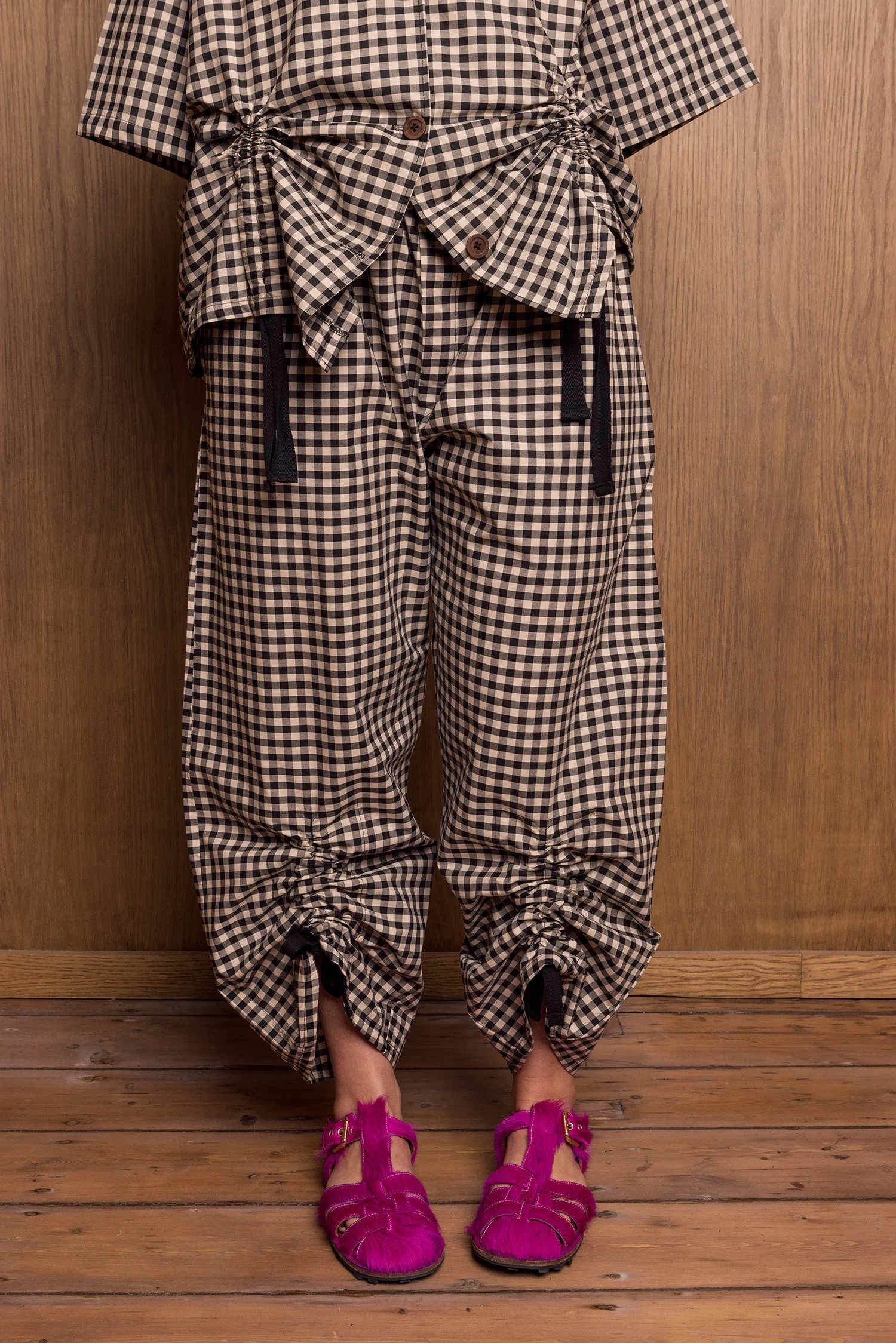 Kinchaku Pants in Gingham sold by Emiko Studios