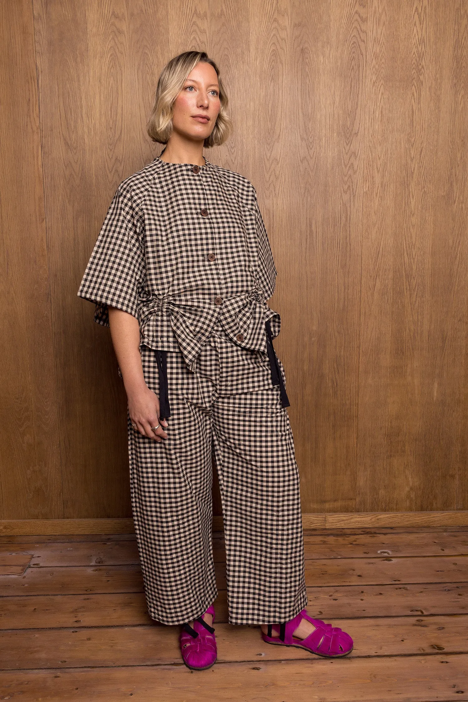 Kinchaku Pants in Gingham sold by Emiko Studios product image thumbnail 2
