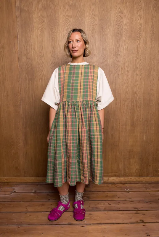 Pinafoa Dress in Green Check sold by Emiko Studios