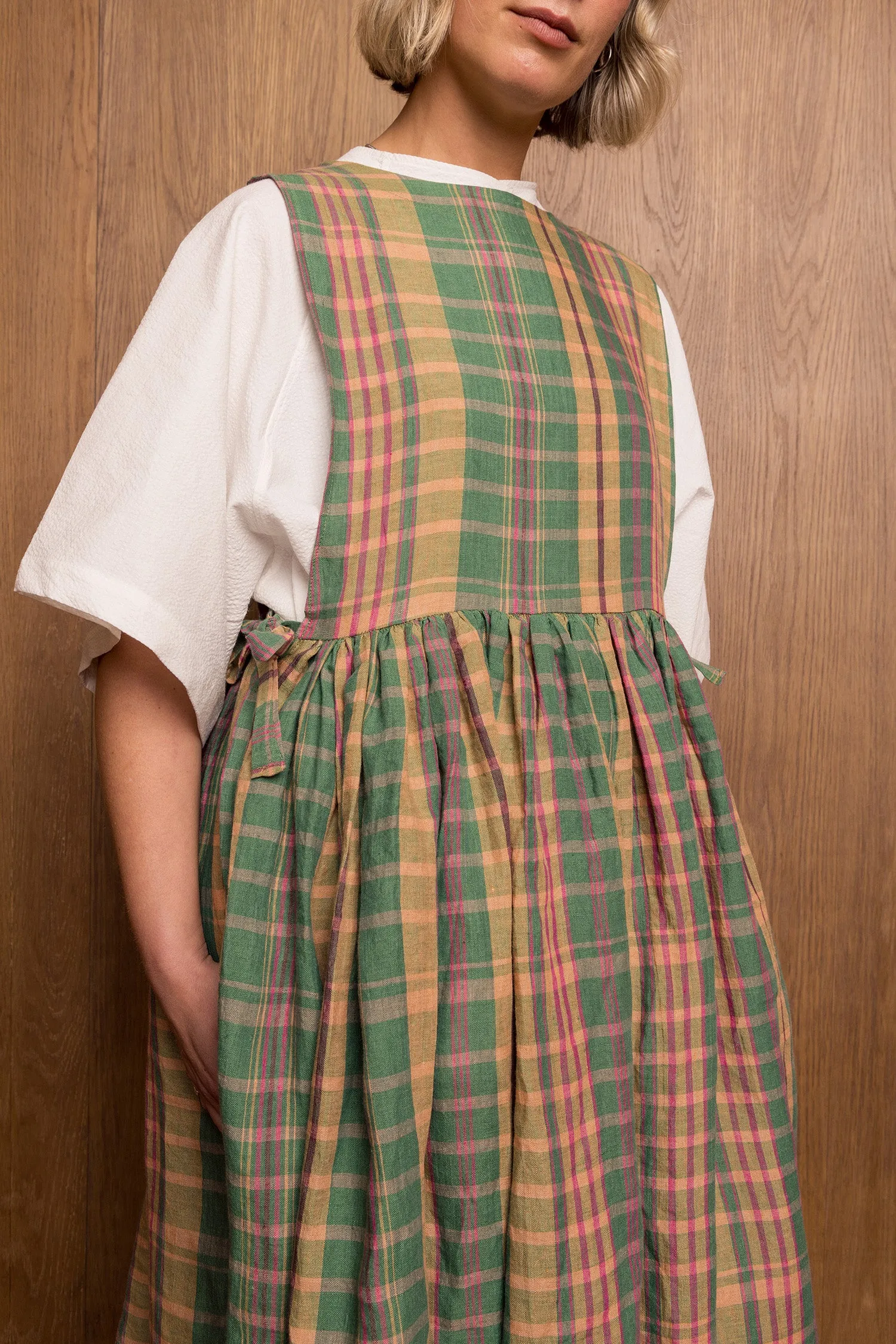 Pinafoa Dress in Green Check sold by Emiko Studios product image thumbnail 2