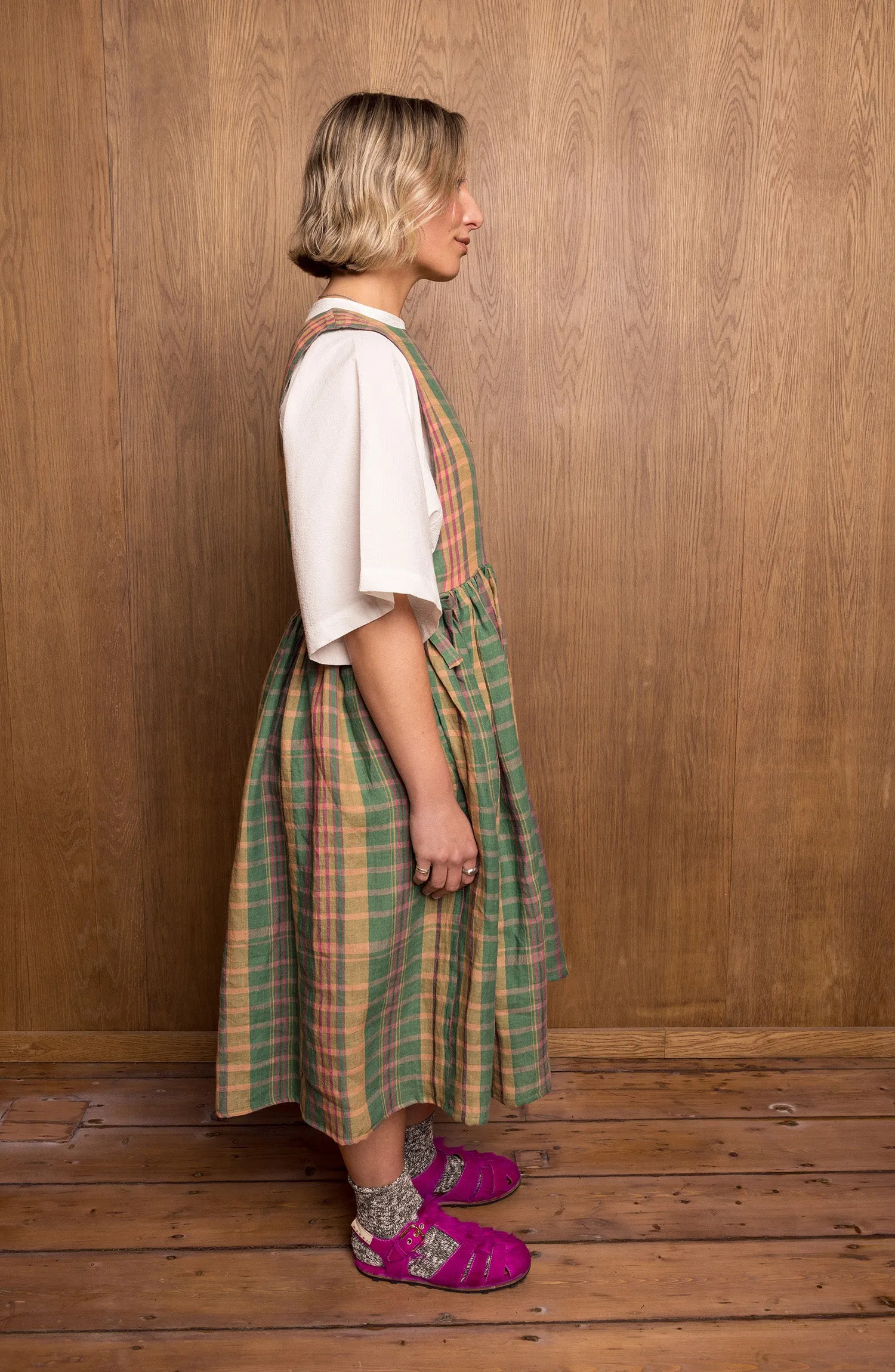 Pinafoa Dress in Green Check sold by Emiko Studios product image thumbnail 4