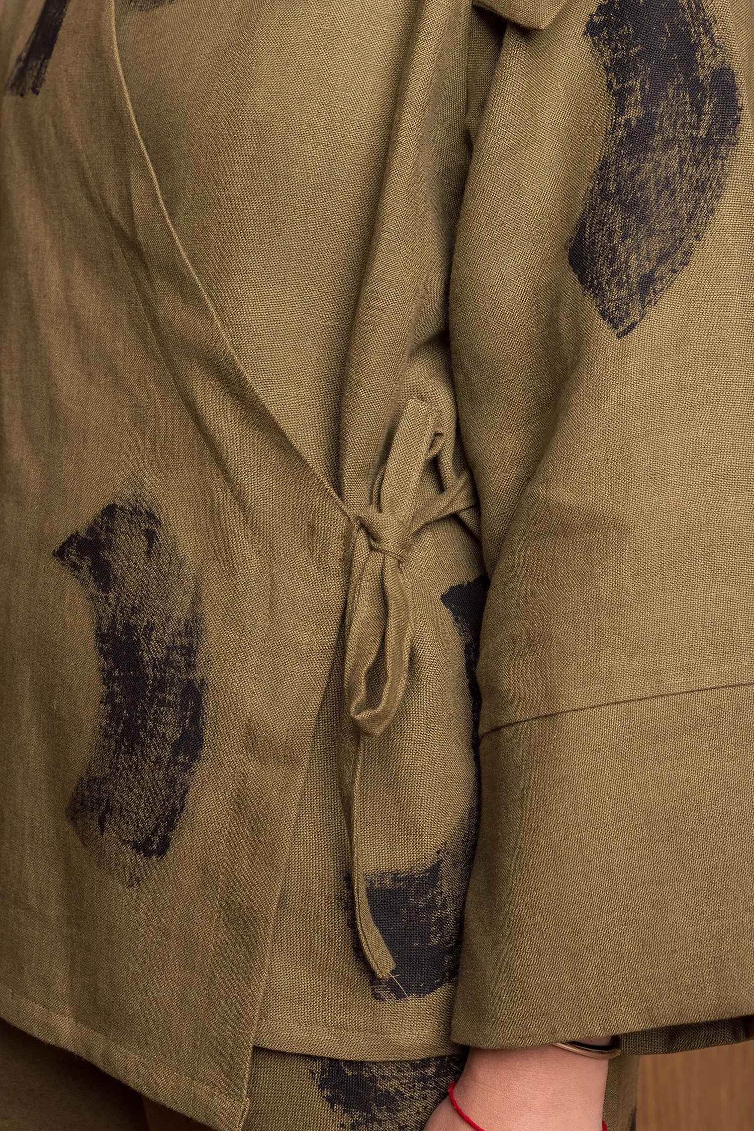 Painted Nori Shirt in Khaki sold by Emiko Studios product image thumbnail 5